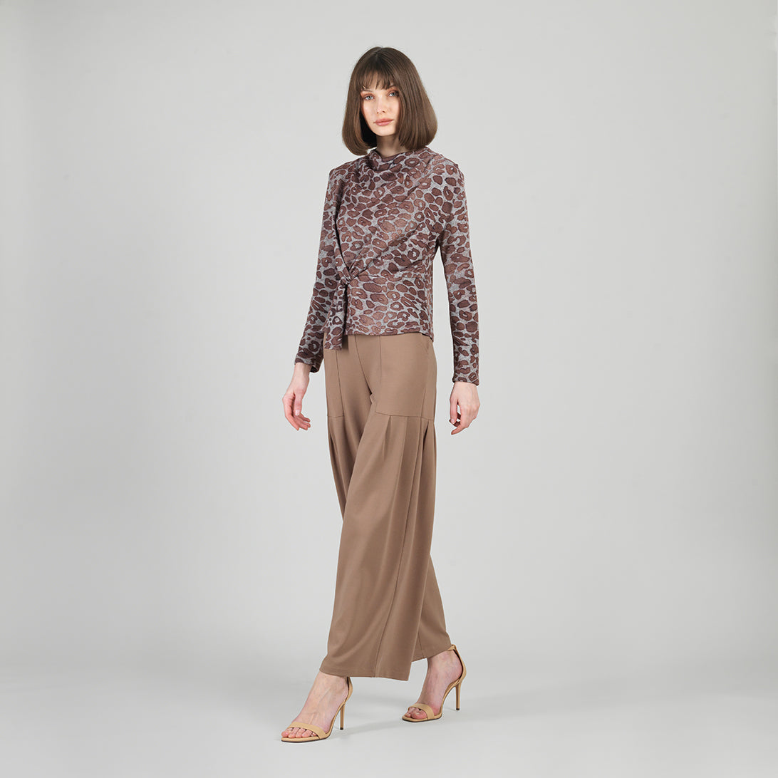 Cozy Knit - Long Sleeve Loop Front Sweater Top - Leopard Motif - Final Sale | Clara Sunwoo