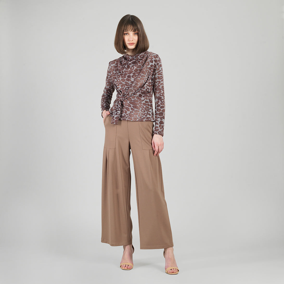 Cozy Knit - Long Sleeve Loop Front Sweater Top - Leopard Motif - Final Sale | Clara Sunwoo