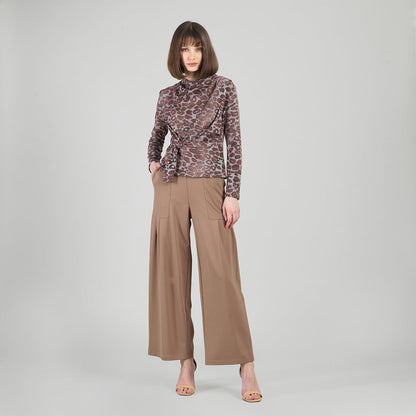 Cozy Knit - Long Sleeve Loop Front Sweater Top - Leopard Motif - Final Sale | Clara Sunwoo