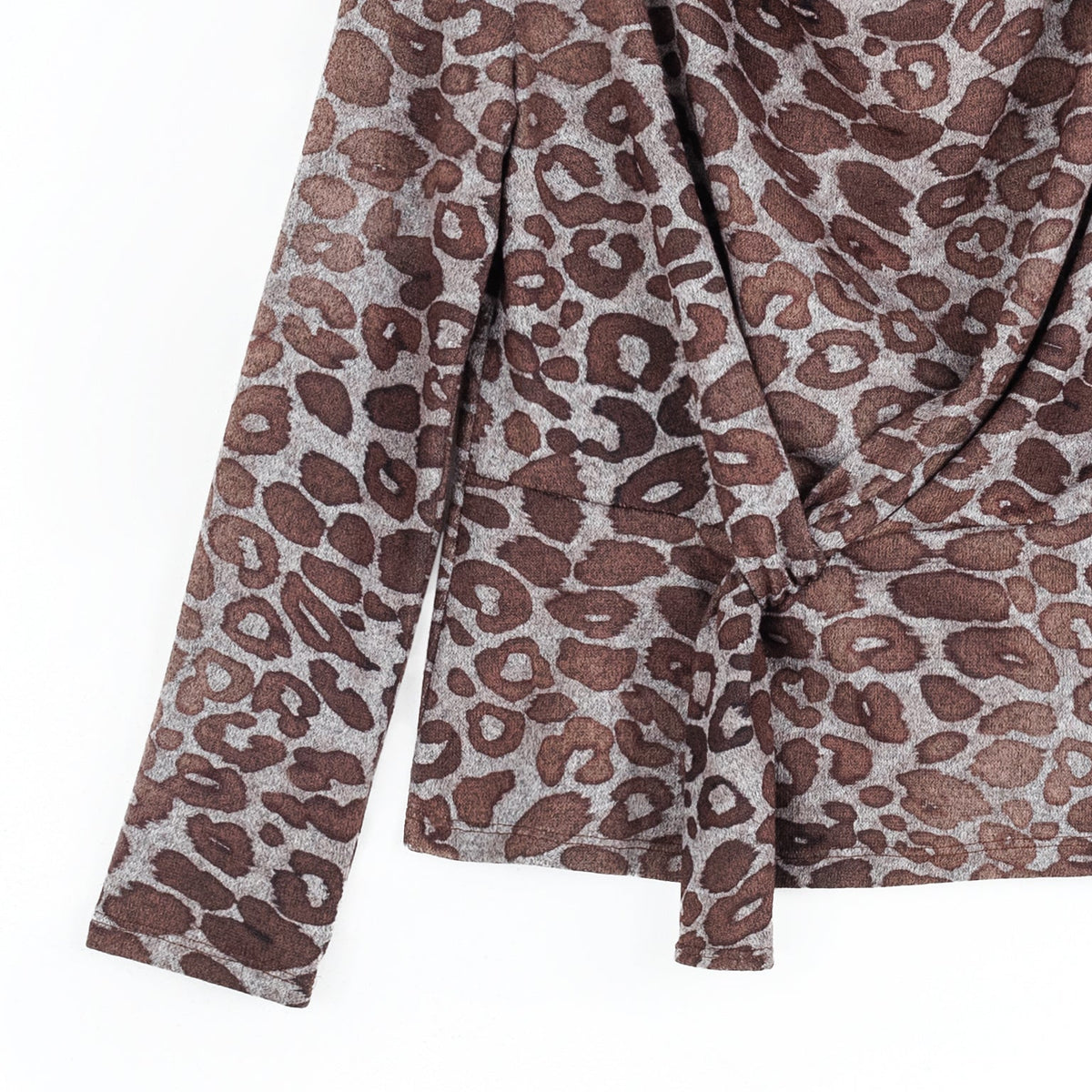 Cozy Knit - Long Sleeve Loop Front Sweater Top - Leopard Motif - Final Sale | Clara Sunwoo