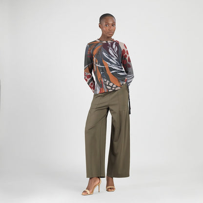 Cozy Knit - Side Pull-Tie Sweater Top - Abstract Harvest - Final Sale | Clara Sunwoo