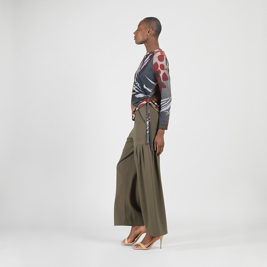 Cozy Knit - Side Pull-Tie Sweater Top - Abstract Harvest - Final Sale | Clara Sunwoo