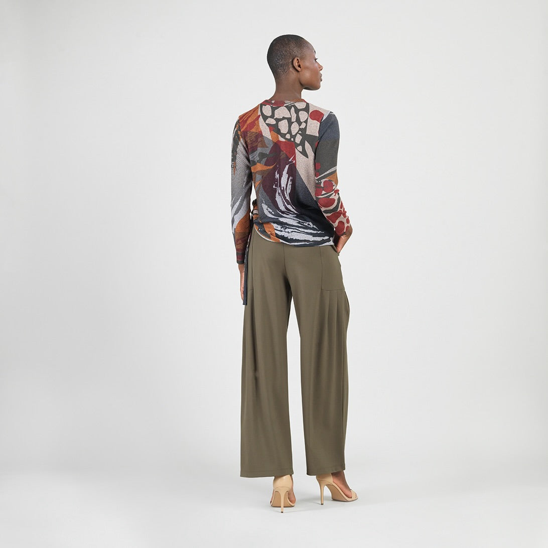 Cozy Knit - Side Pull-Tie Sweater Top - Abstract Harvest - Final Sale | Clara Sunwoo