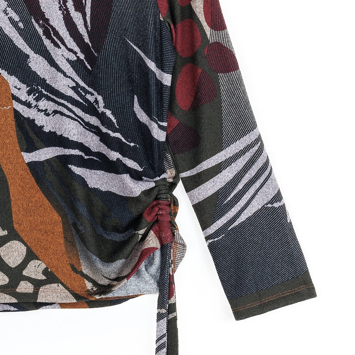 Cozy Knit - Side Pull-Tie Sweater Top - Abstract Harvest - Final Sale | Clara Sunwoo