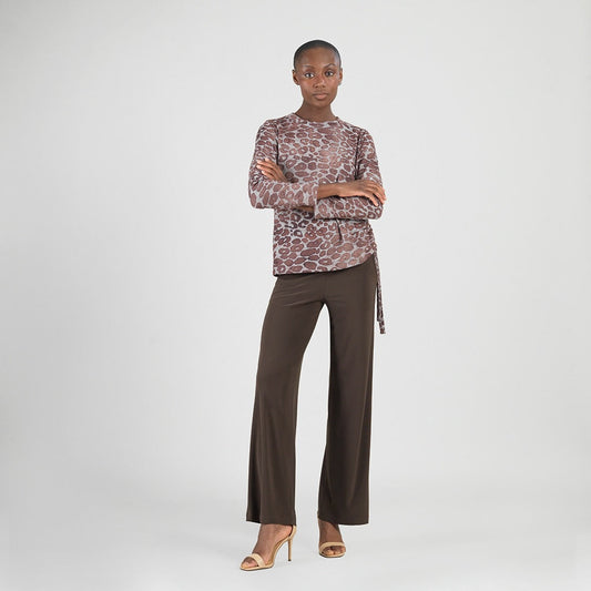 Cozy Knit - Side Pull-Tie Sweater Top - Leopard Motif - Final Sale | Clara Sunwoo
