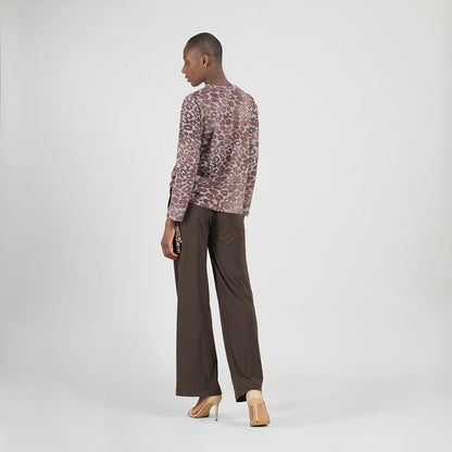 Cozy Knit - Side Pull-Tie Sweater Top - Leopard Motif - Final Sale | Clara Sunwoo