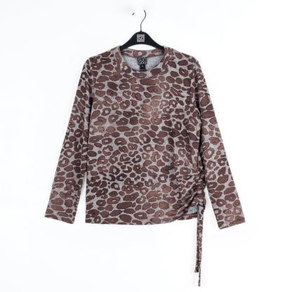 Cozy Knit - Side Pull-Tie Sweater Top - Leopard Motif - Final Sale | Clara Sunwoo