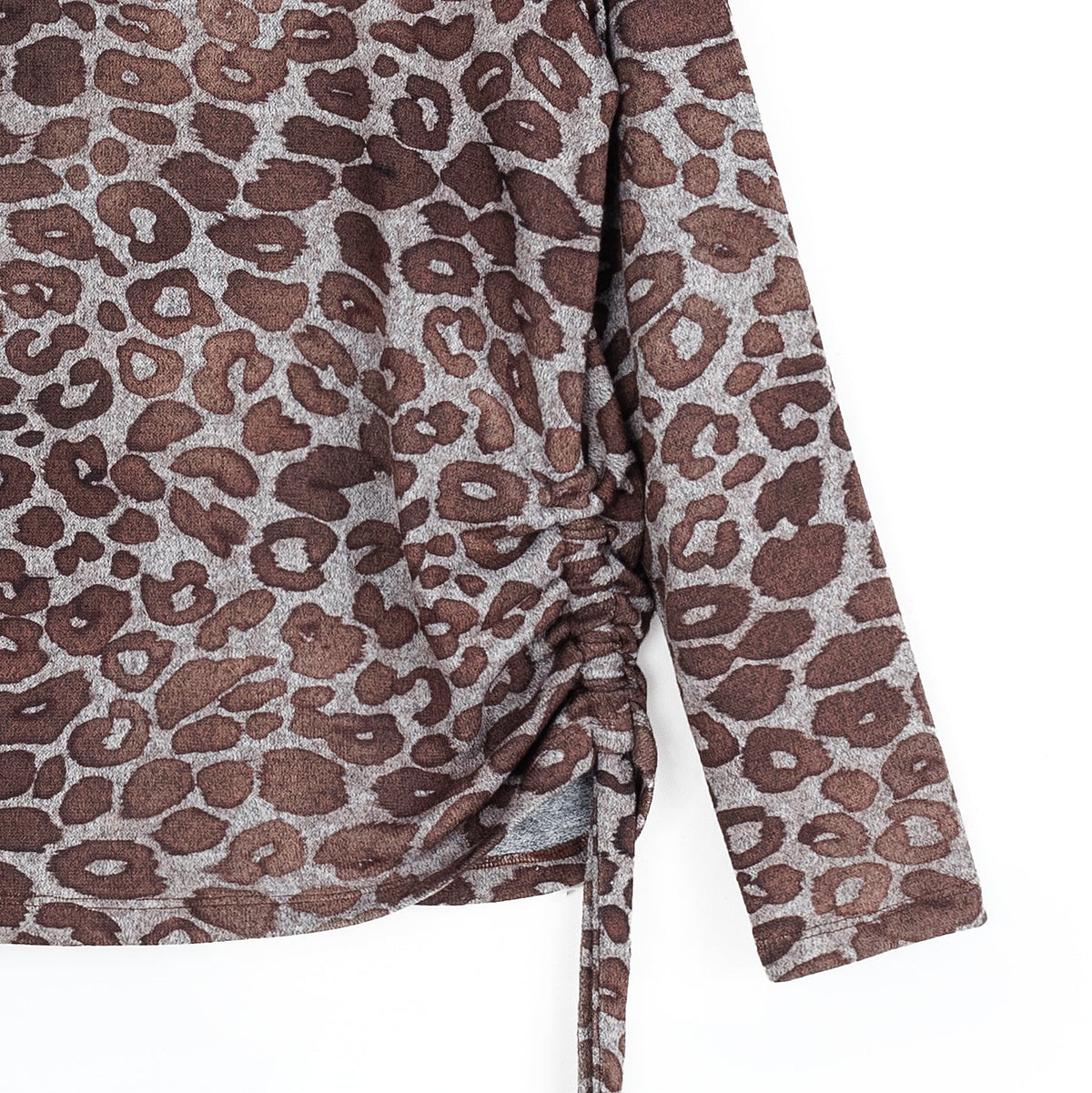 Cozy Knit - Side Pull-Tie Sweater Top - Leopard Motif - Final Sale | Clara Sunwoo