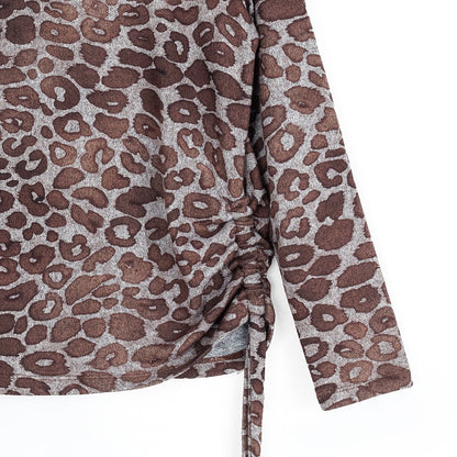 Cozy Knit - Side Pull-Tie Sweater Top - Leopard Motif - Final Sale | Clara Sunwoo