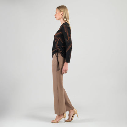 Lightweight Cozy - Side Pull-Tie Sweater Top - Linear Geo - Final Sale | Clara Sunwoo