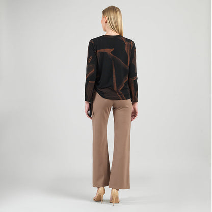 Lightweight Cozy - Side Pull-Tie Sweater Top - Linear Geo - Final Sale | Clara Sunwoo