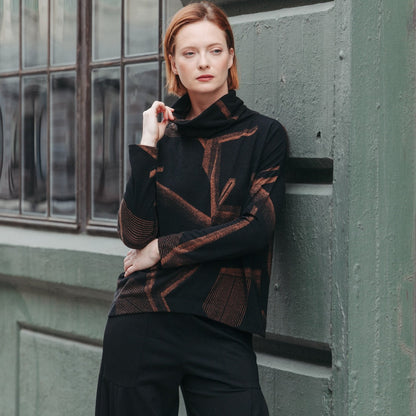 Lightweight Cozy - Tipped Hem Sweater - Linear Geo - Final Sale | Clara Sunwoo