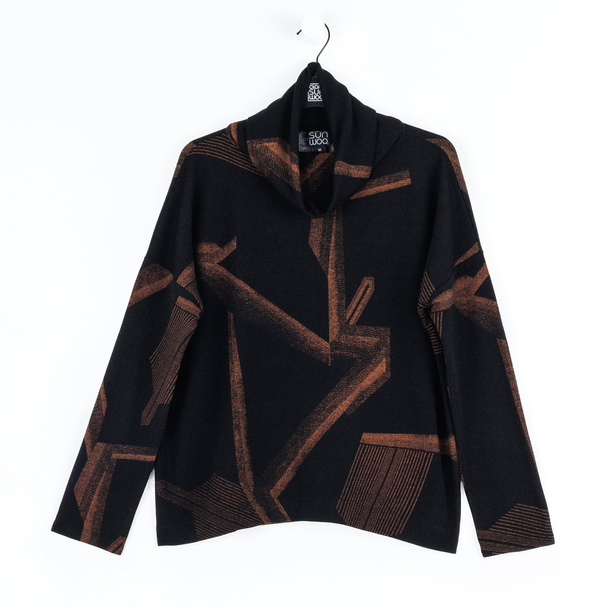 Lightweight Cozy - Tipped Hem Sweater - Linear Geo - Final Sale | Clara Sunwoo