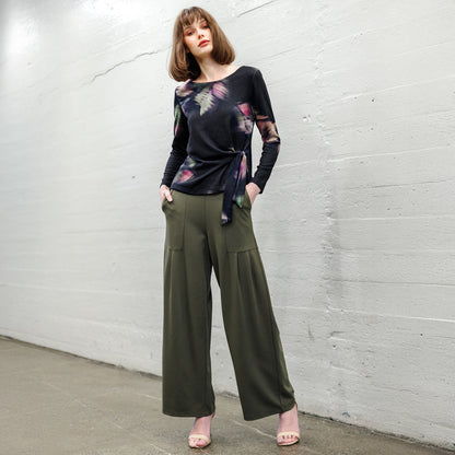 Cozy Knit - Side Tie Waist Sweater Top - Shadow Brush | Clara Sunwoo