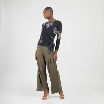 Cozy Knit - Side Tie Waist Sweater Top - Shadow Brush | Clara Sunwoo