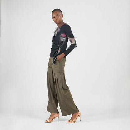 Cozy Knit - Side Tie Waist Sweater Top - Shadow Brush | Clara Sunwoo