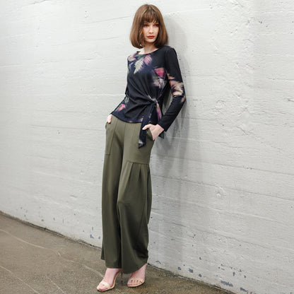 Cozy Knit - Side Tie Waist Sweater Top - Shadow Brush | Clara Sunwoo
