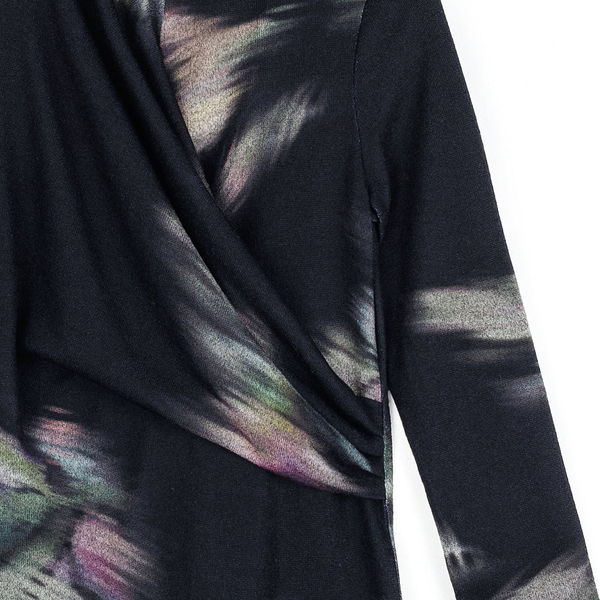 Cozy Knit - V-Neck Draped Pleat Sweater Top - Shadow Brush | Clara Sunwoo