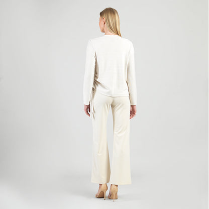 Soft Ribbed - Side Pull-Tie Sweater Top - Oatmeal - Final Sale | Clara Sunwoo
