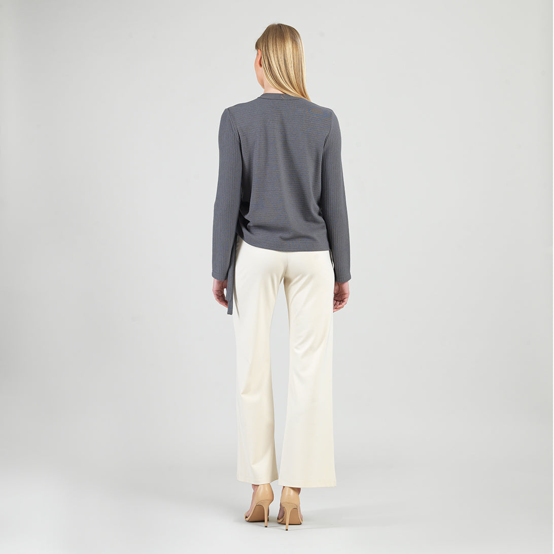 Soft Ribbed - Side Pull-Tie Sweater Top - Charcoal - Final Sale | Clara Sunwoo