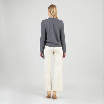 Soft Ribbed - Side Pull-Tie Sweater Top - Charcoal - Final Sale | Clara Sunwoo