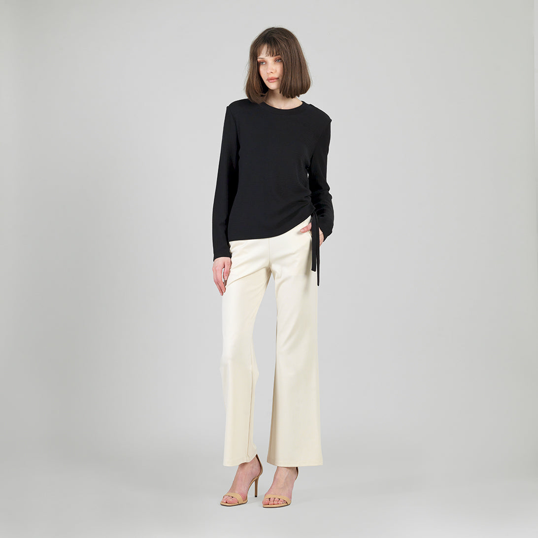 Soft Ribbed - Side Pull-Tie Sweater Top - Black - Final Sale | Clara Sunwoo