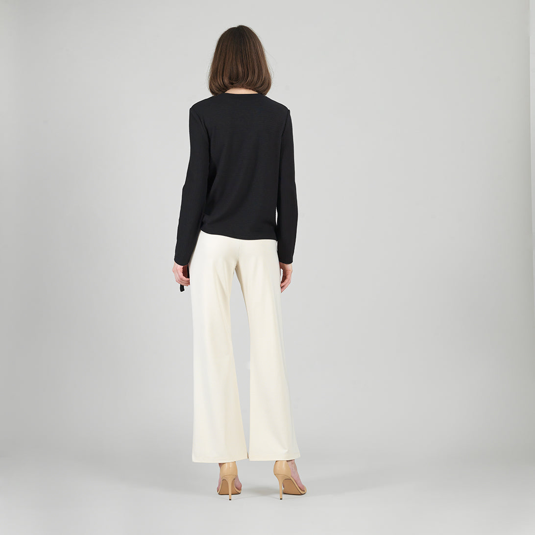 Soft Ribbed - Side Pull-Tie Sweater Top - Black - Final Sale | Clara Sunwoo