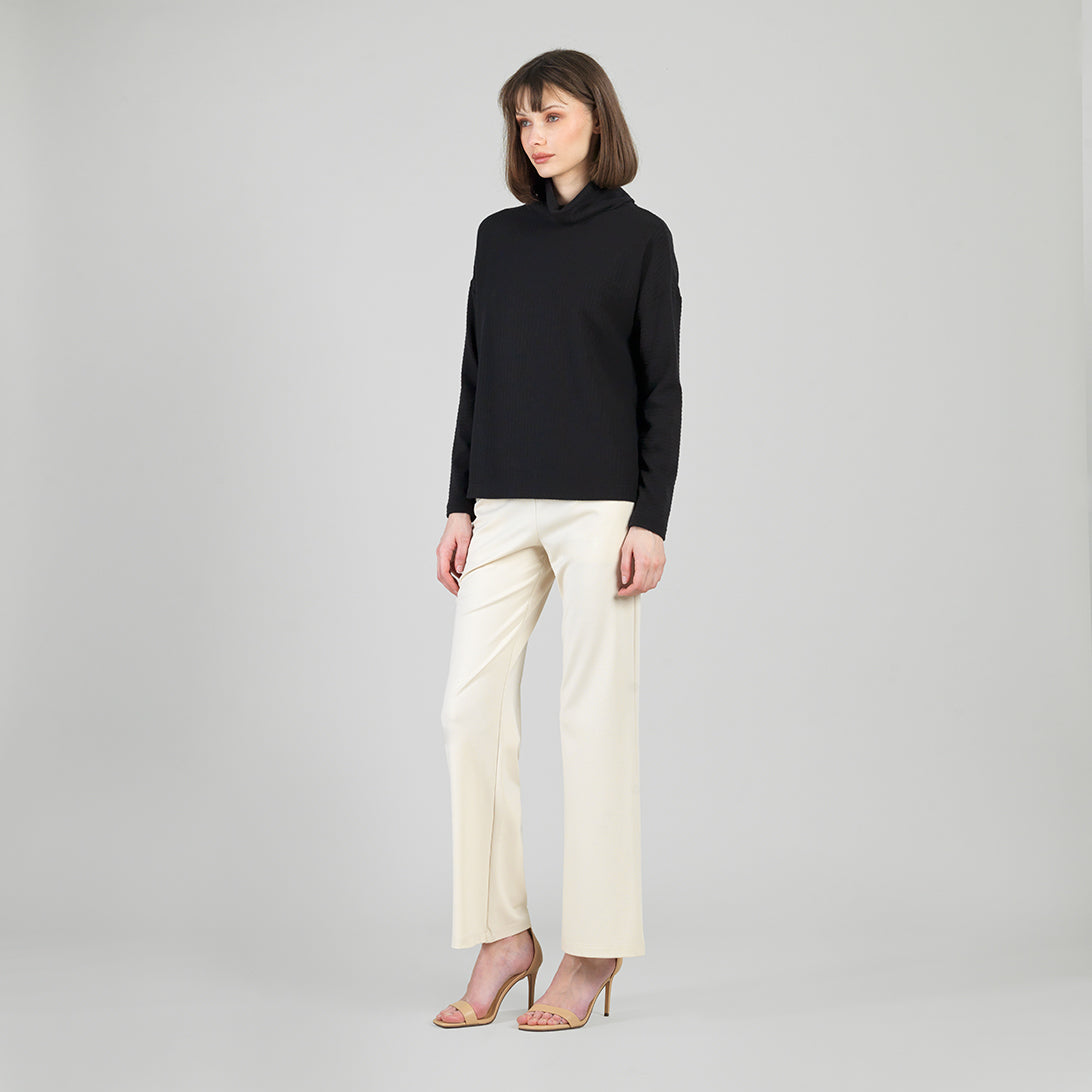 Soft Ribbed - Cowl Turtleneck Sweater Top - Black - Final Sale | Clara Sunwoo