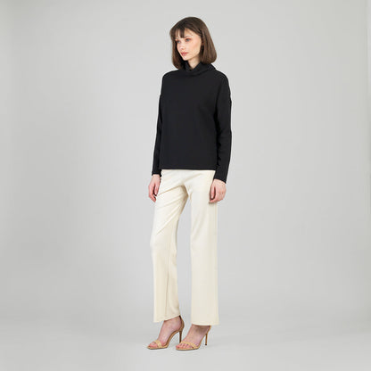 Soft Ribbed - Cowl Turtleneck Sweater Top - Black - Final Sale | Clara Sunwoo