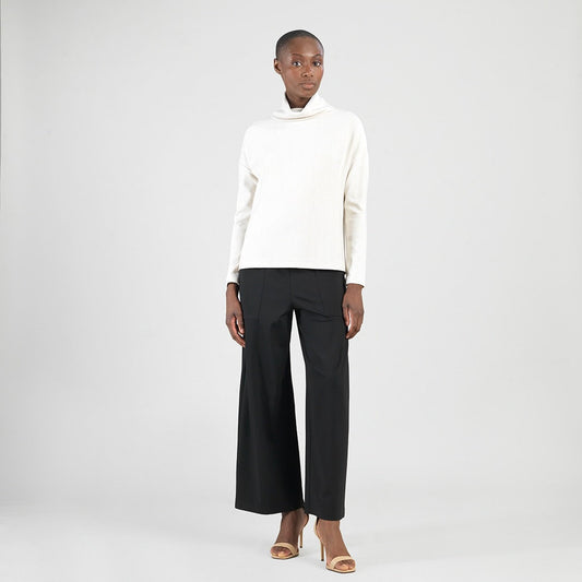 Soft Ribbed - Cowl Turtleneck Sweater Top - Oatmeal - Final Sale | Clara Sunwoo