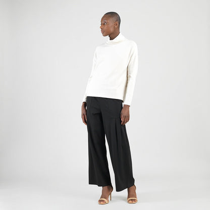 Soft Ribbed - Cowl Turtleneck Sweater Top - Oatmeal - Final Sale | Clara Sunwoo