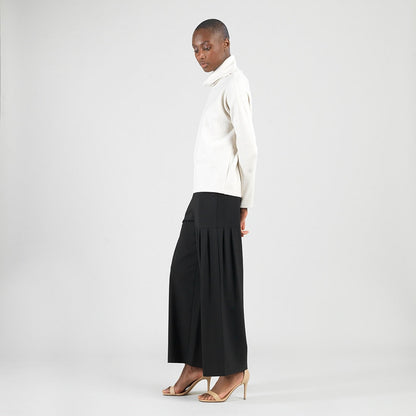 Soft Ribbed - Cowl Turtleneck Sweater Top - Oatmeal - Final Sale | Clara Sunwoo