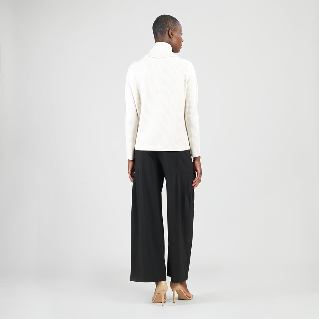 Soft Ribbed - Cowl Turtleneck Sweater Top - Oatmeal - Final Sale | Clara Sunwoo