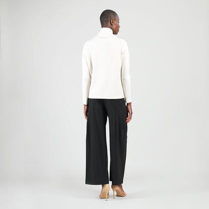 Soft Ribbed - Cowl Turtleneck Sweater Top - Oatmeal - Final Sale | Clara Sunwoo