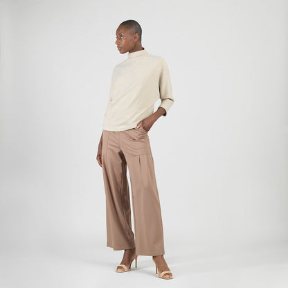 Plush Ribbed - Funnel Neck Sweater - Natural | Clara Sunwoo