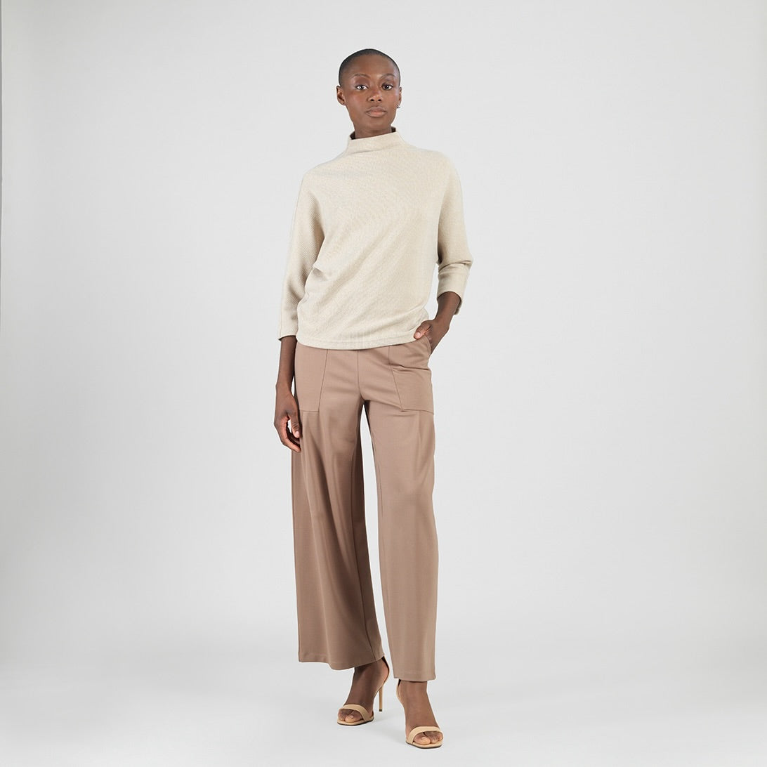 Plush Ribbed - Funnel Neck Sweater - Natural | Clara Sunwoo