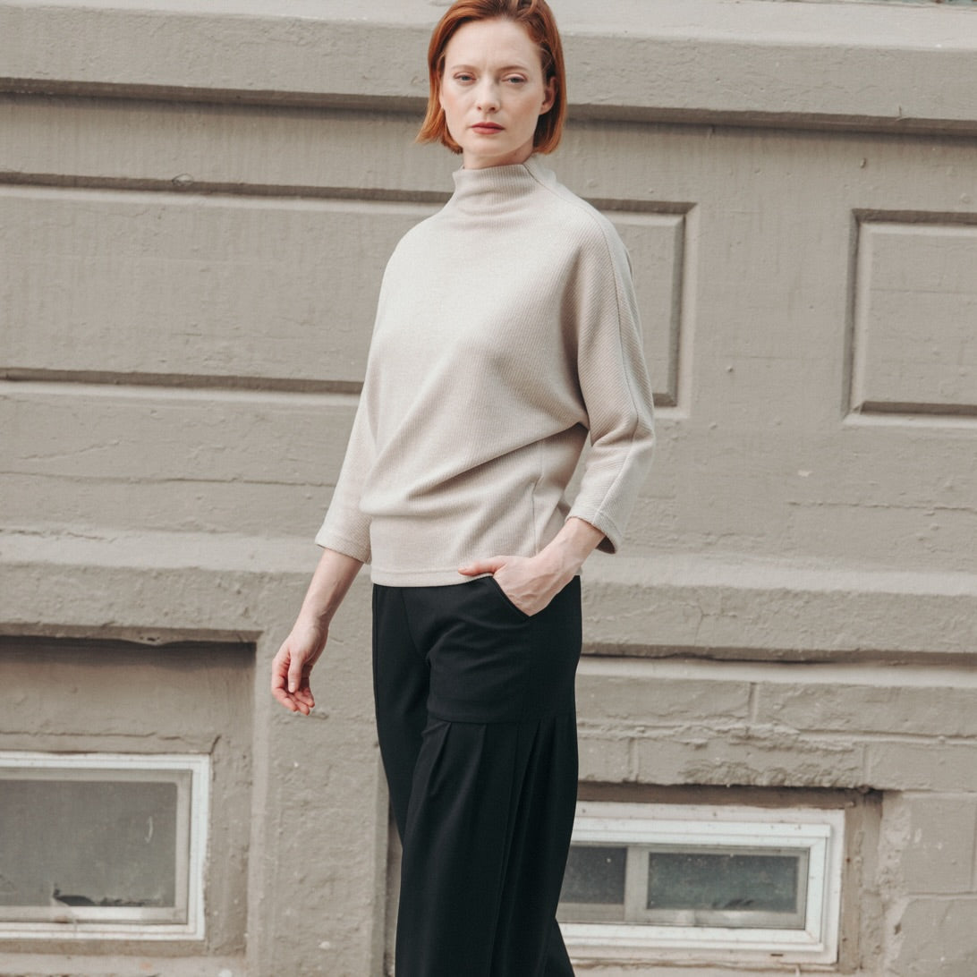 Plush Ribbed - Funnel Neck Sweater - Natural | Clara Sunwoo