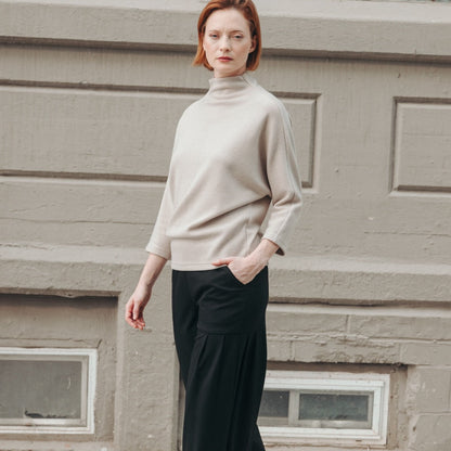 Plush Ribbed - Funnel Neck Sweater - Natural | Clara Sunwoo