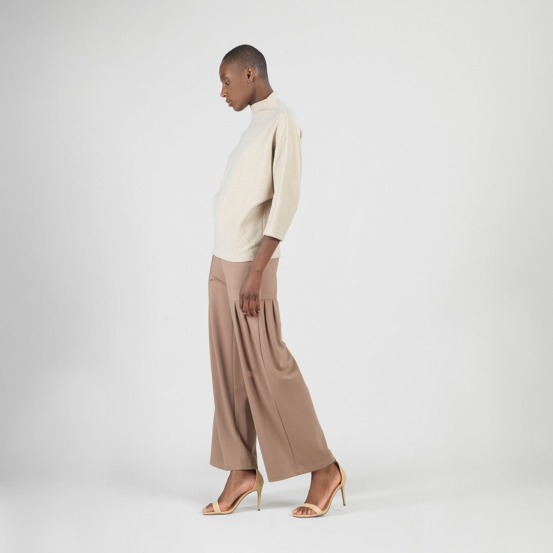 Plush Ribbed - Funnel Neck Sweater - Natural | Clara Sunwoo