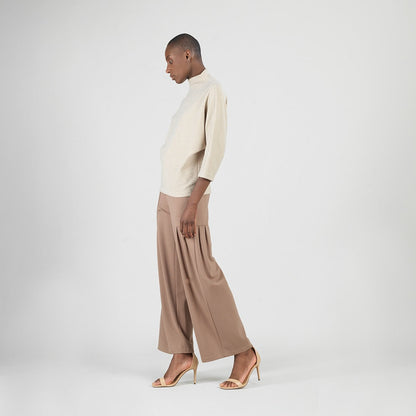 Plush Ribbed - Funnel Neck Sweater - Natural | Clara Sunwoo