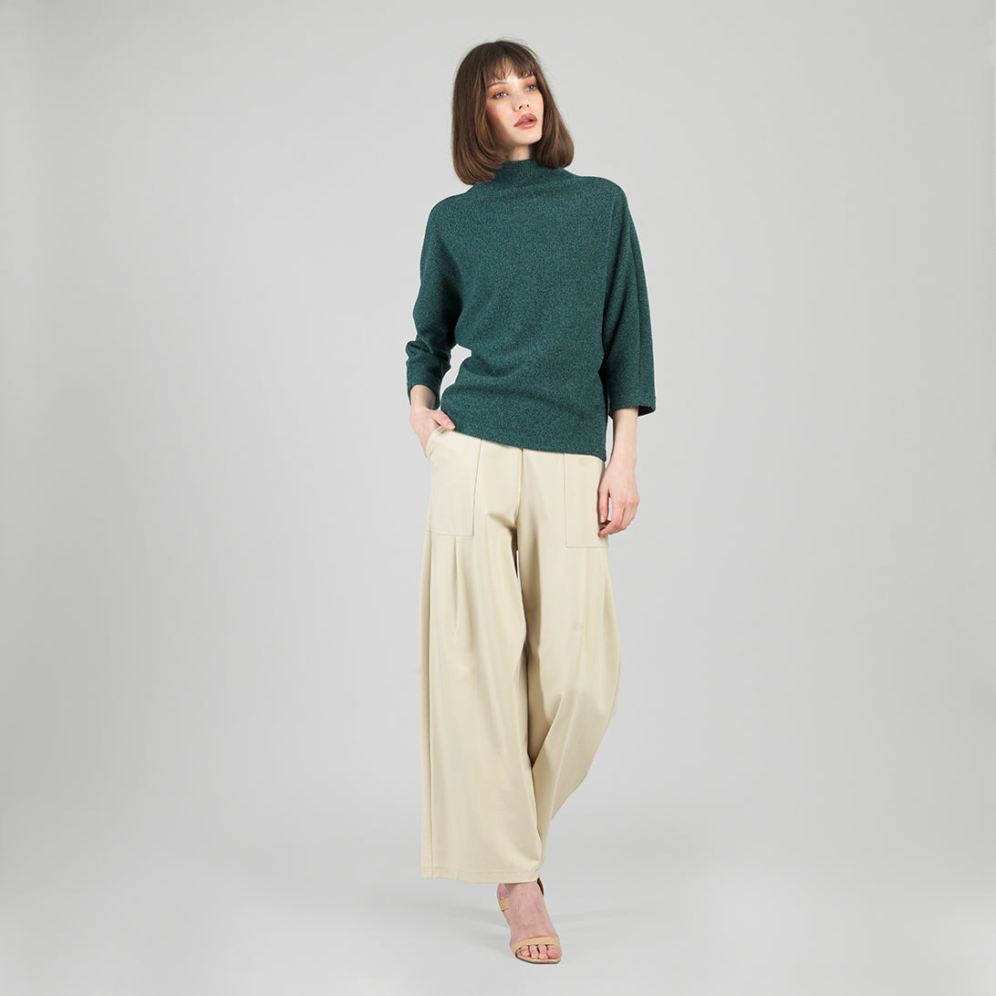 Plush Ribbed - Funnel Neck Sweater - Hunter Green - Final Sale | Clara Sunwoo