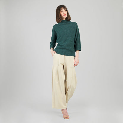 Plush Ribbed - Funnel Neck Sweater - Hunter Green - Final Sale | Clara Sunwoo