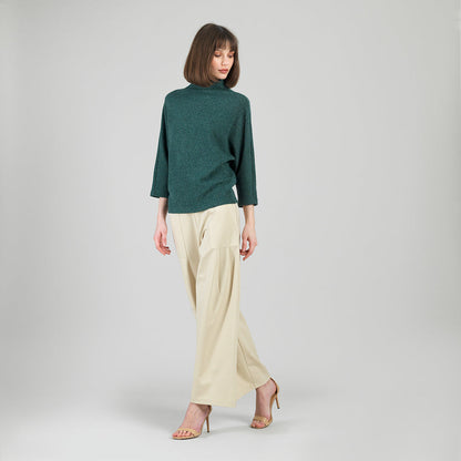 Plush Ribbed - Funnel Neck Sweater - Hunter Green - Final Sale | Clara Sunwoo