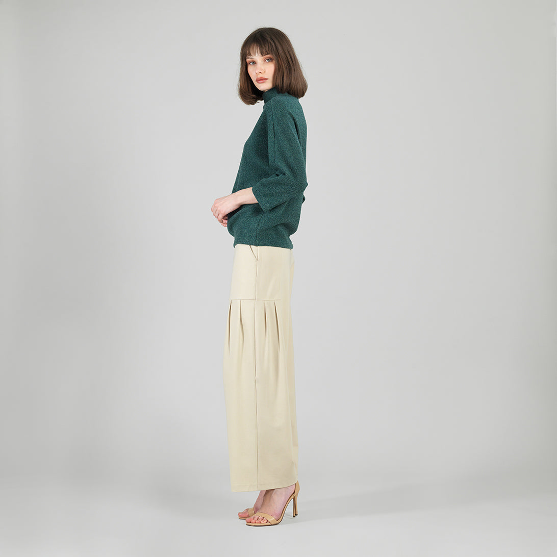 Plush Ribbed - Funnel Neck Sweater - Hunter Green - Final Sale | Clara Sunwoo