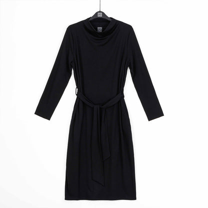 Lightweight Ponte - Tie Waist Pocket Midi Dress - Black - Final Sale! | Clara Sunwoo