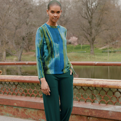 Lightweight Cozy - Side Pull-Tie Sweater Top - Paint Stroke - Limited Sizes | Clara Sunwoo