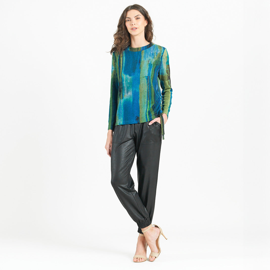 Lightweight Cozy - Side Pull-Tie Sweater Top - Paint Stroke - Limited Sizes | Clara Sunwoo