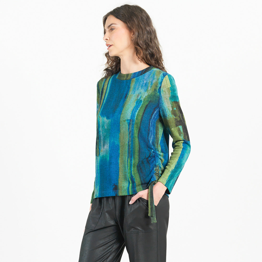 Lightweight Cozy - Side Pull-Tie Sweater Top - Paint Stroke - Limited Sizes | Clara Sunwoo