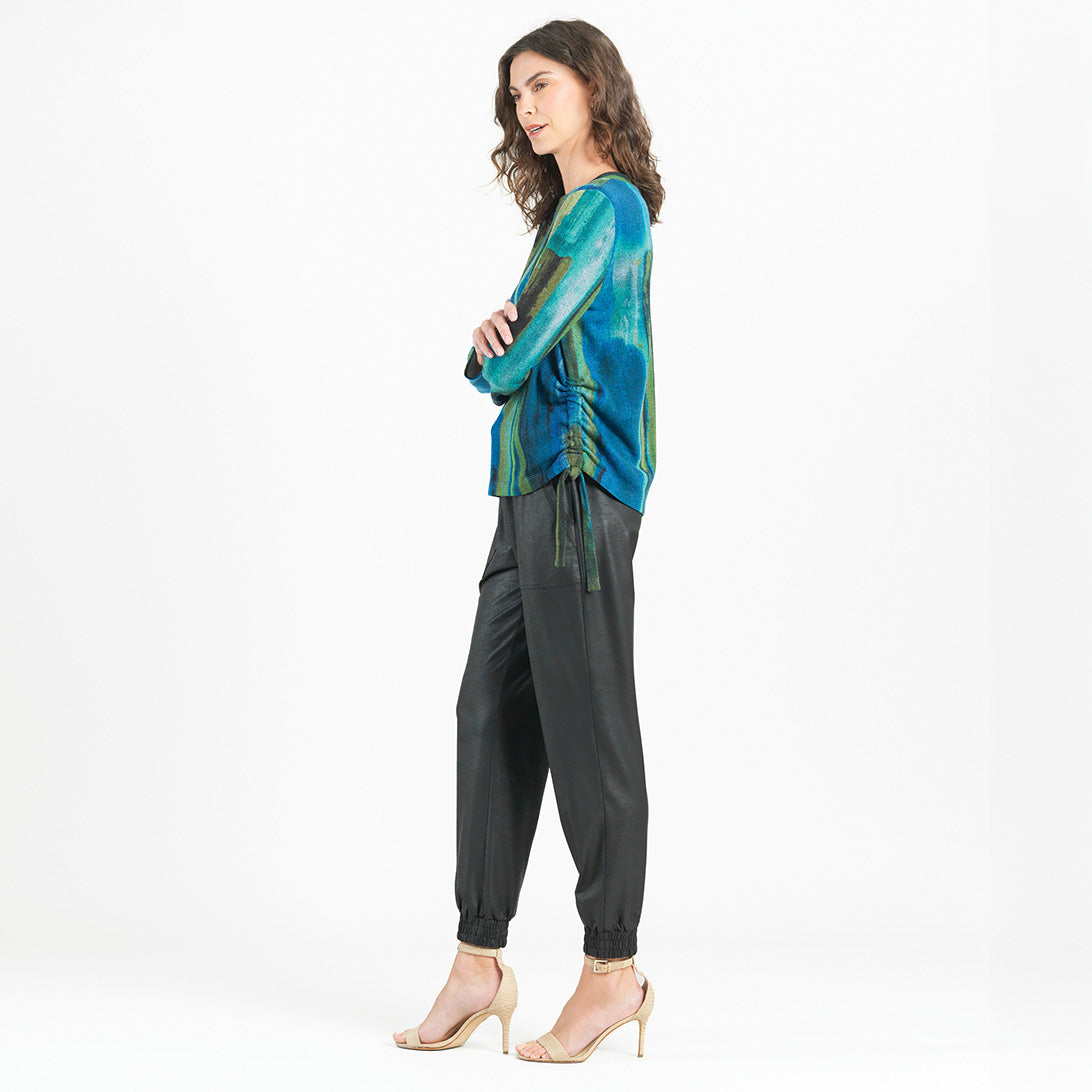 Lightweight Cozy - Side Pull-Tie Sweater Top - Paint Stroke - Limited Sizes | Clara Sunwoo