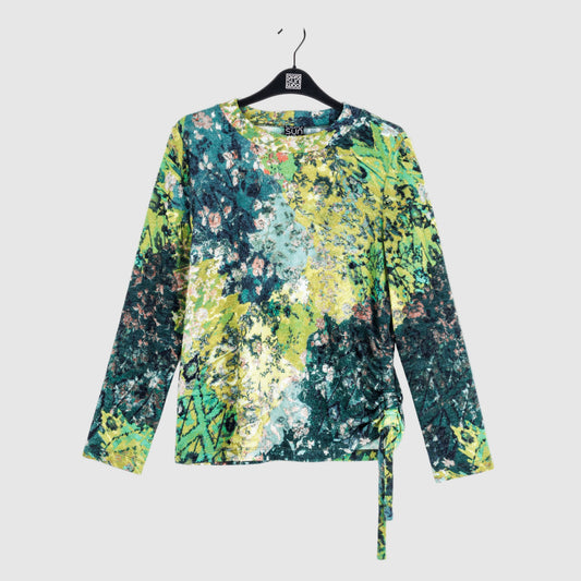 Cozy Texture - Side Pull-Tie Sweater Top - Floral Patch - Final Sale | Clara Sunwoo